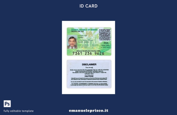 modello di carta slip NIN digitale Nigeria stile verificato